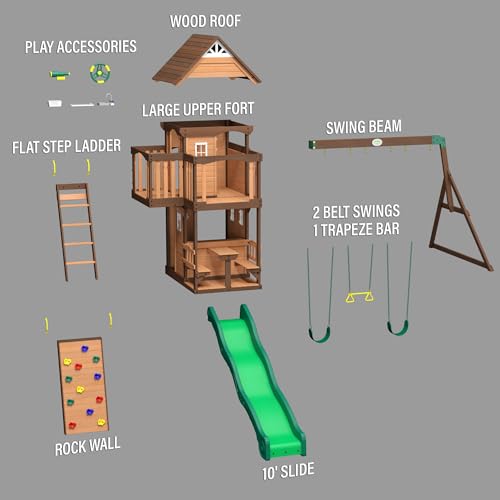 Backyard Discovery Mount Triumph Cedar Swing Set Light Brown