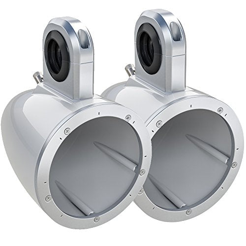 KICKER Marine Wake Tower System with 6.5" LED Speakers, LED Remote & Wet Sounds HT-4 Amp LED White