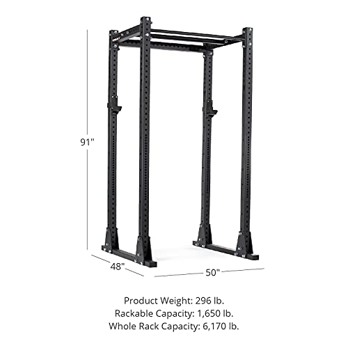 Titan Fitness Flat Foot Power Rack X-3 Series 91-in. 30-in. with 4 Weight Plate Holders Black