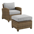 Afuera Living 2-Piece Wicker/Rattan Armchair & Ottoman Gray and Brown