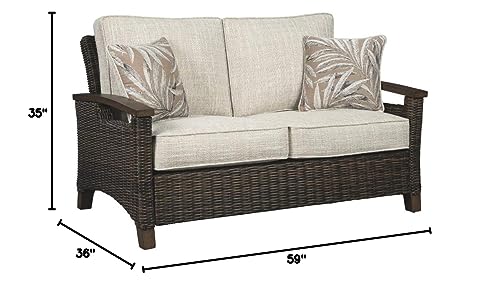 Signature Design by Ashley Paradise Trail Outdoor Loveseat Medium Brown