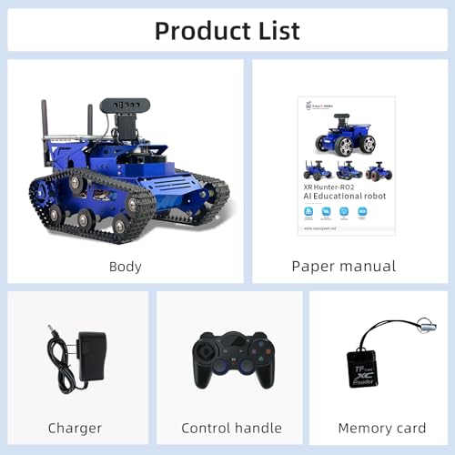XiaoR Geek AI Vision Robot Kit with Lidar and 7in Touch Screen Blue