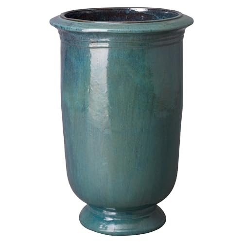 Emissary Turquoise Stoneware Round Planter 20.5in L x 31.5in H