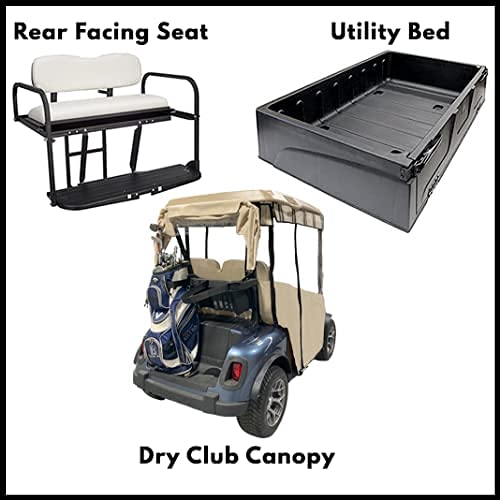 DOORWORKS GOLF CART ENCLOSURES Black Vinyl Golf Cart Cover for EZGO TXT 14+ - Track-Style Marine Grade - Fits Golf Bags, Utility Box or Rear Facing Seat