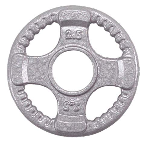 Body-Solid (OST255) Cast Iron Olympic Quad Grip Weight Plate Set Chrome Gray