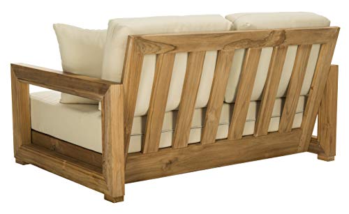 Safavieh Couture Montford Wood Loveseat Natural Teak/Beige