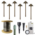 VOLT Cast Brass Conehead 12V LED Outdoor Path Light 6-Pack Kit with 150W Transformer Bronze