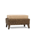 Winston Cayman Ottoman Heritage Brown Frame Seagrass Weave Sunbrella Canvas Heather Beige Fabric Brown Beige