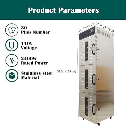 WYDDDARY 30 Layers Food Dehydrator 2400W Silver
