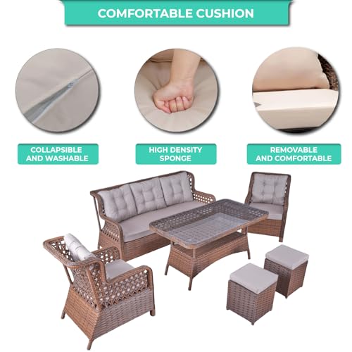 Angora Elegance Rattan Outdoor Furniture Set Brown