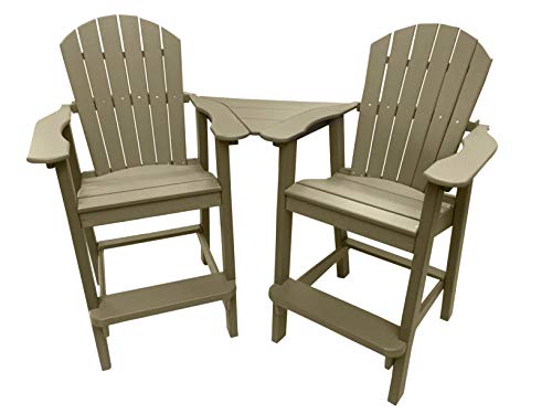 Phat Tommy Recycled Poly Resin Balcony Chair Settee with Removable Side Table Weatherwood