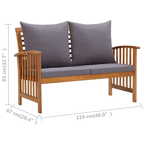 Xinxinxiang 5 Piece Patio Set with Cushions Solid Acacia Wood