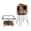 MUDDY 12 Foot Quad Pod Ladder Stand with 57" Platform and Hunting Blind, Epic Camo Multi