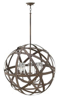 Hinkley Carson Collection 26.25" Five Light LED Outdoor Large Orb Pendant Vintage Iron