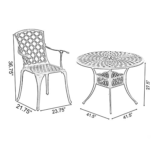 Gardenised Bronze Indoor and Outdoor Dining Set with 4 Chairs and 1 Table, Bistro Patio Cast Aluminum