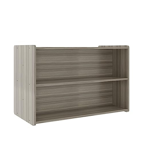 Tot Mate Double-Sided Wooden 2-Shelf Storage Organizer Shadow Elm Gray