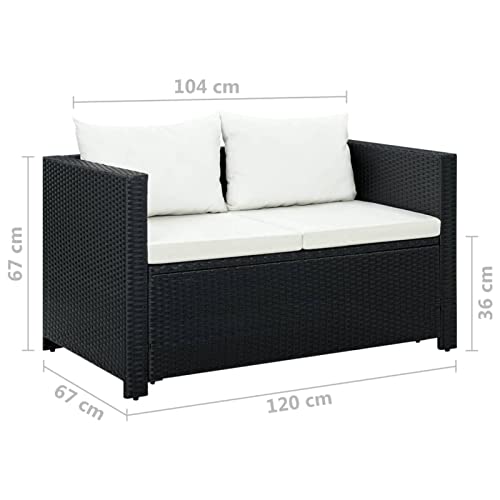 Xinxinxiang 3 Piece Patio Set with Cushions Black