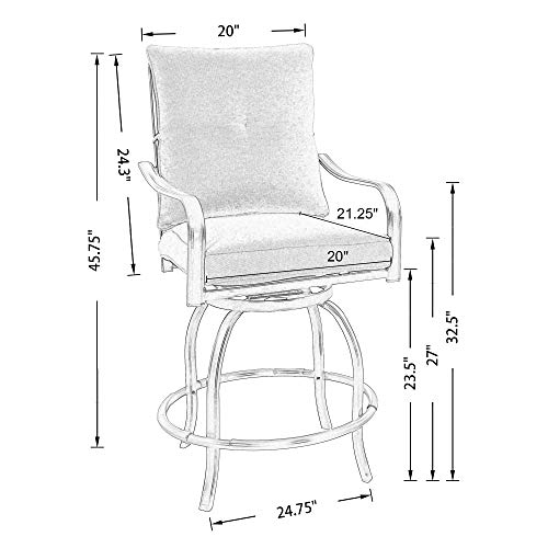 PATIO TREE Outdoor Counter Height Bar Stools Set of 4 with Polyester Cushions Black
