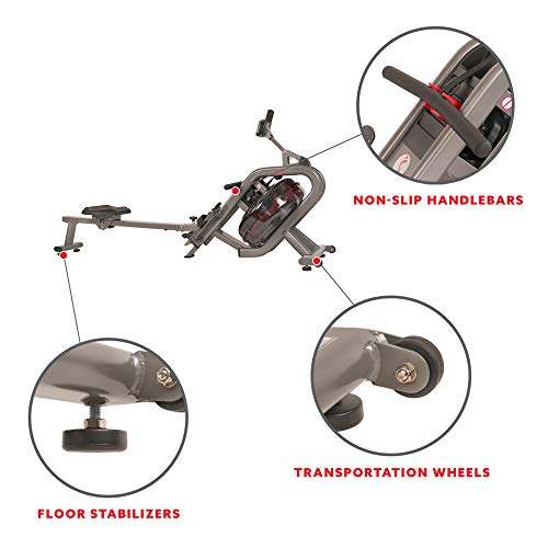 Sunny Health & Fitness Phantom Hydro Water Rowing Machine - SF-RW5910 Black