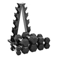 HAJEX Rubber Hex Dumbbell Heavy Weight Stack Black