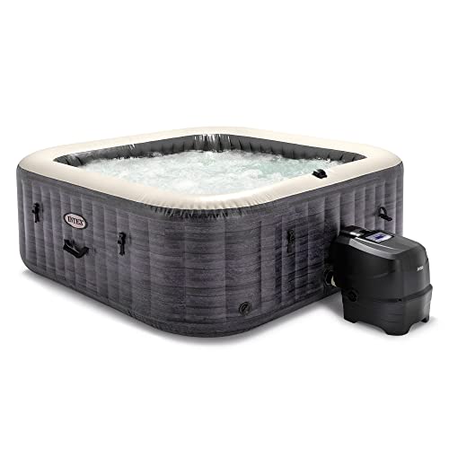 Intex PureSpa Plus Greystone Inflatable Outdoor Hot Tub Spa Gray