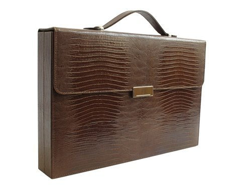 Zaza & Sacci Premium Leather Backgammon Set 15" Brown Lizard