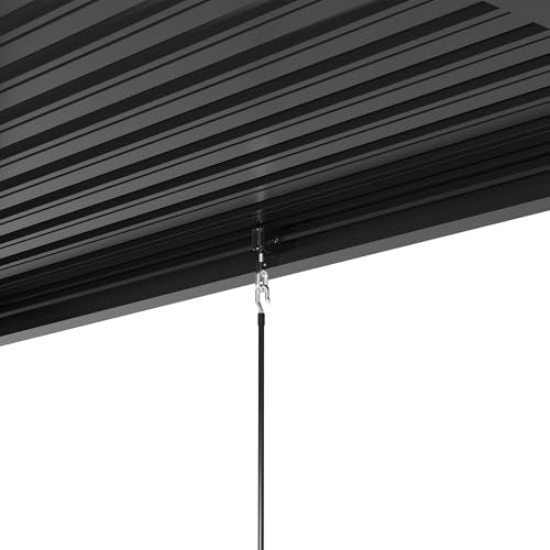 Kaimei Aluminum Pergola with Tilting Steel Louvers 10x19FT Outdoor Patio Cover Black
