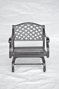 theWorldofpatio Nassau Cast Aluminum 6 Spring Rocker Club Chairs with Walnut Cushions Antique Bronze