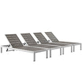 Modway Shore Aluminum Outdoor Patio Poolside Chaise Lounge Chairs Grey