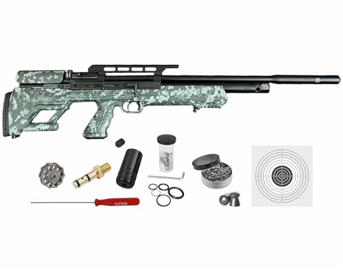 Wearable4U Hatsan BullBoss QE Limited Edition .25 Cal Air Rifle Digital Green Camo Bundle with Pellets and Targets