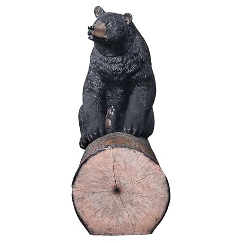 Design Toscano Black Bear on a Log Sculptural Bench 62 Inch Wide Black/Brown