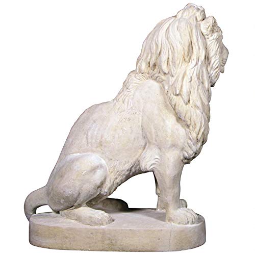 Design Toscano Stately Chateau Lion Sentinel Garden Statue Right Antique Stone Finish
