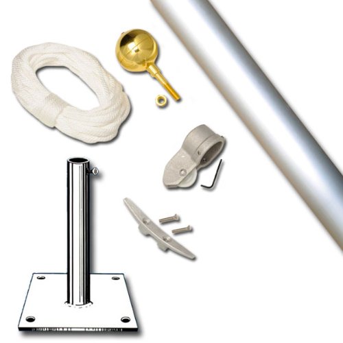 Eder Flag Franklin 9 Foot 1-1/2" Dia Roof Mount Set Clear Anodized Flagpole
