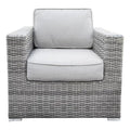 Living Source International 33" Wicker/Rattan Tufted Polyester Armchair and Ottoman Grey