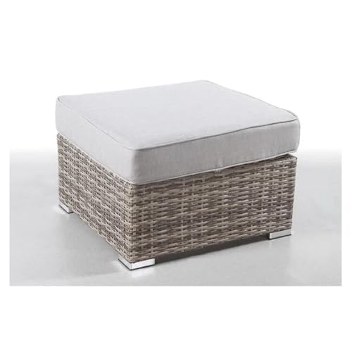 Living Source International 33" Wicker/Rattan Tufted Polyester Armchair and Ottoman Grey