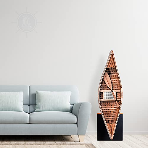 Old Modern Handicrafts 6-Feet Wooden Canoe with Ribs Natural Wood