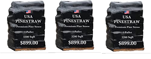 USA PINESTRAW Premium Long Needle Pine Straw Mulch - Covers 3200 Sqft - 3 Set