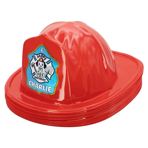 Kenco Kids Customizable Plastic Firefighter Hats Red