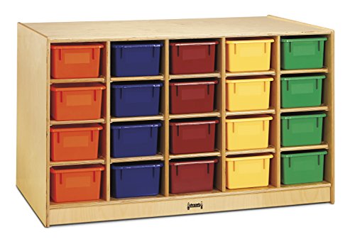 Jonti-Craft Double-Sided Island with 20 Cubbies and Assorted Colored Bins