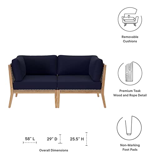 Modway Clearwater Loveseat Gray Navy