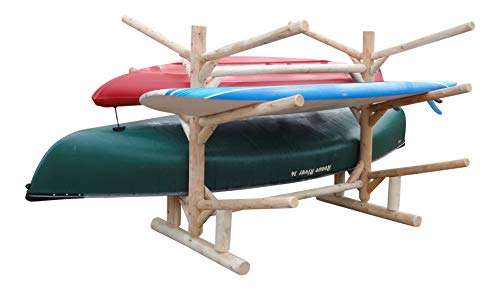 Log Kayak Rack 2 Canoe + 4 Kayak/SUP Rack Natural