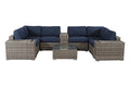 Living Source International 12 Piece Rattan Sectional Set with Cushions Blue