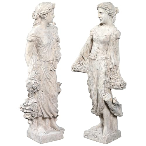 Design Toscano Flora and Proserpina Outdoor Garden Statues Set of Two 44 inch Antique Stone