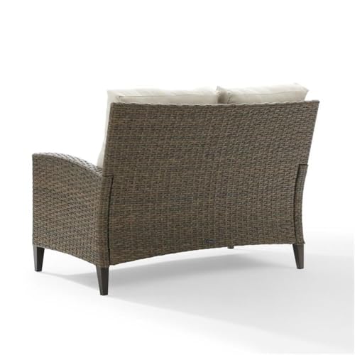 Home Square 2 Piece Outdoor Wicker High Back Loveseat Set Beige