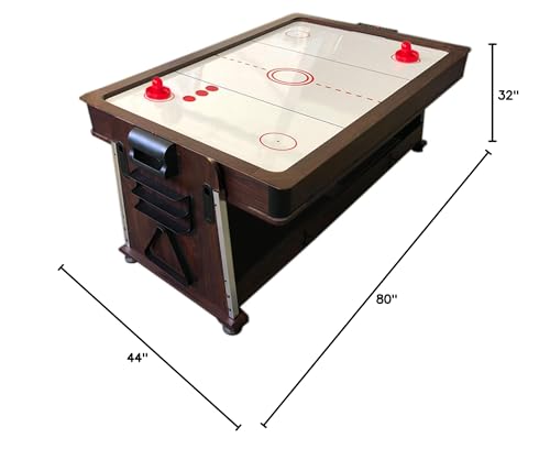 SIMBASHOPPING USA 7FT Multigame Pool Table with Air Hockey, Table Tennis, & Table Top Blue/Brown