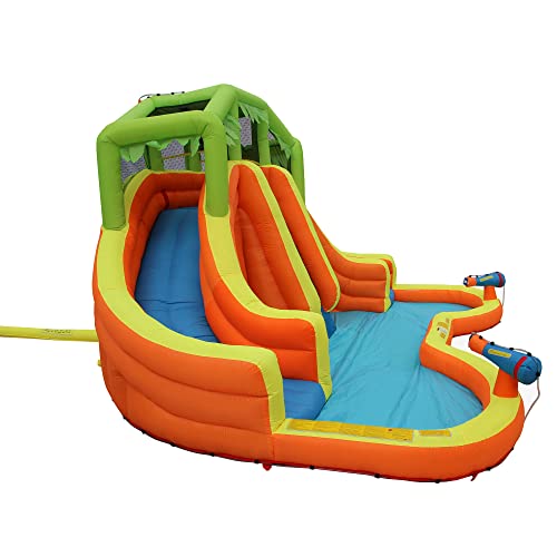 BANZAI Twin Falls Lagoon Inflatable Water Slide Splash Toy Orange