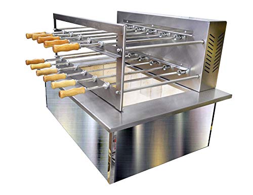 Oca-Brazil Brazilian BBQ Charcoal Grill with Firebox - 11 Skewers Silver