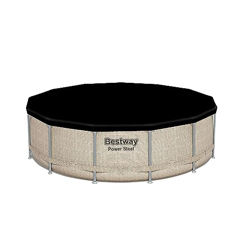Bestway Power Steel 13' x 42" Round Above Ground Swimming Pool Set with Canopy Brown Wicker Print