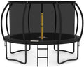 JUMPZYLLA Outdoor Trampoline with Enclosure and Ladder Black & Black