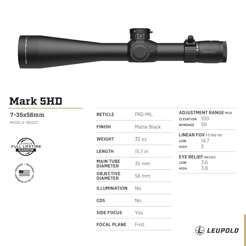 Leupold Mark 5HD 7-35x56mm M5C3 FFP Side Focus Riflescope PR2-MIL